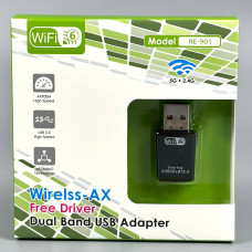 USB WiFi 6 Адаптер RE-901 із підтримкою двох діапазонів 2.4G-5G, швидкість до 600Mbps USB2.0