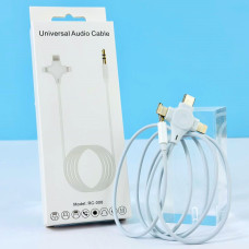 AUX RC-008 Universal Audio cable 3.5mm to 2 Lightning+Type-C (Bluetooth підключення)