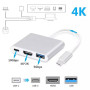 USB-C HUB 4K Device 3in1 (Type-C to HDMI+USB3.0+Type-C)