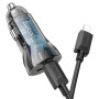 Автомобільний зарядний пристрій Hoco Z47A Type-C to Lightning Transparent Discovery Edition dual port PD30W+QC3.0 Швидка зарядка