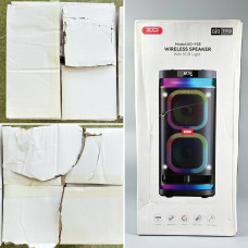 УЦІНКА Портативна колонка XO F58 Shine Dual RGB 40W (з пультом дистанційного керування + бездротовий мікрофон) (26,3*24,8*55,8 см) (пошкоджена упаковка)