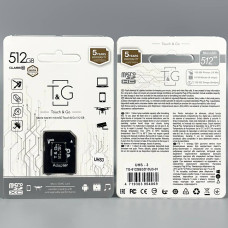 Карта пам'яті T&G 512GB (UHS-3) 10 Class з адаптером SD