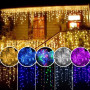 Гірлянда Xmas LED 120 3.3 Line Short curtain (Бурульки/Бахрома) WW Теплий білий 5 метрів Вулична (Чорний дріт)