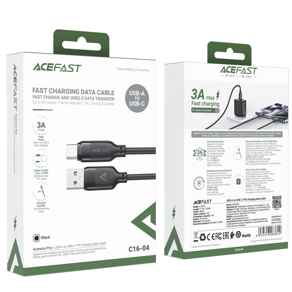 Data Cable AceFast C16-04 Type-C 3A 1.2m