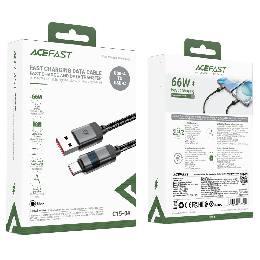 Data Cable AceFast C15-04 Type-C 66W 1.2m