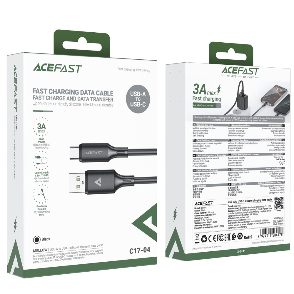 Data Cable AceFast C17-04 Type-C 3A 1.2m