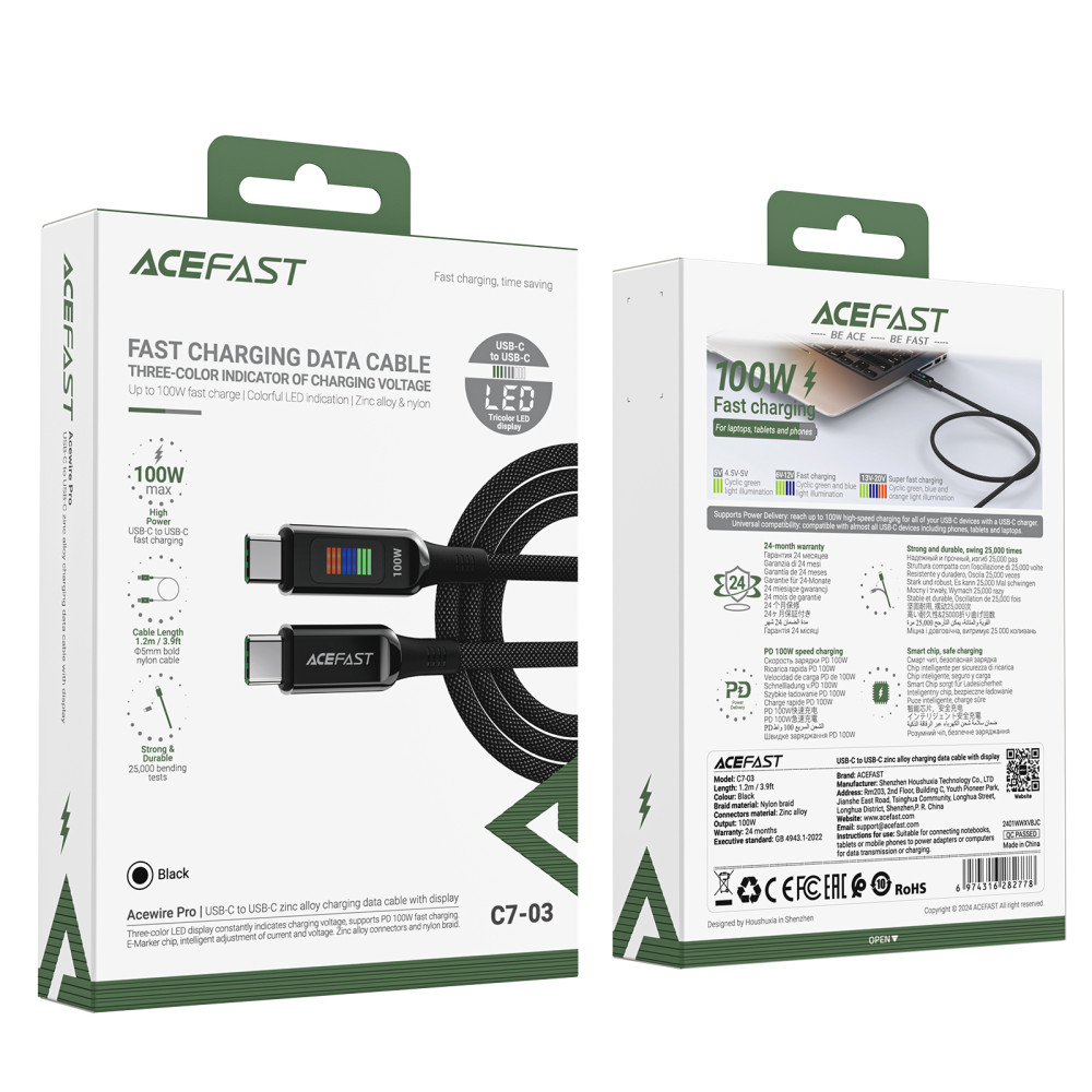  Data Cable AceFast C7-03 Type-C to Type-C 100W 1.2m