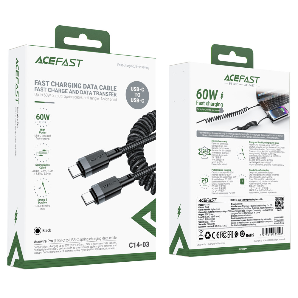 Data Cable AceFast C14-03 Type-C to Type-C 60W 1.2m