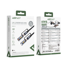 Data Cable AceFast J4 Type-C to Type-C + LED-ліхтарик та прикурювач 60W 1.2m