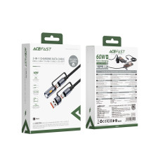 Data Cable AceFast J5 Type-C to Type-C+USB та LED-ліхтарик 60W 1.2m
