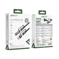 Data Cable AceFast J6 Type-C to Type-C+USB та прикурювач 60W 1.2m
