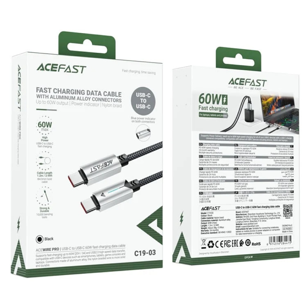 Data Cable AceFast C19-03 Type-C to Type-C 60W 1.2m