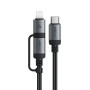 Data Cable AceFast C20-01 connectors aluminum alloy Type-C to Type-C+Lightning 60W 1.2m