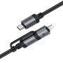 Data Cable AceFast C20-01 connectors aluminum alloy Type-C to Type-C+Lightning 60W 1.2m