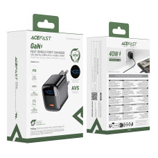 Мережевий зарядний пристрій AceFast A135 GaN PD40W LED display