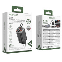 Мережевий зарядний пристрій AceFast A111 GaN with retractable cable Type-C PD67W