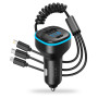FM-модулятор/Автомобільний зарядний пристрій XO BCC07 Smart Bluetooth  +кабель 3in1 Lightning/Micro/Type-C 3.1A