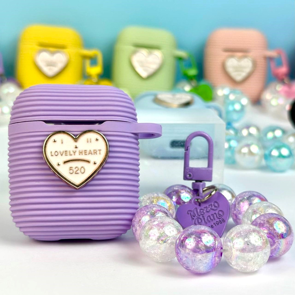 Silicone case Lovely Heart for AirPods 1-2 (тех.пак.)