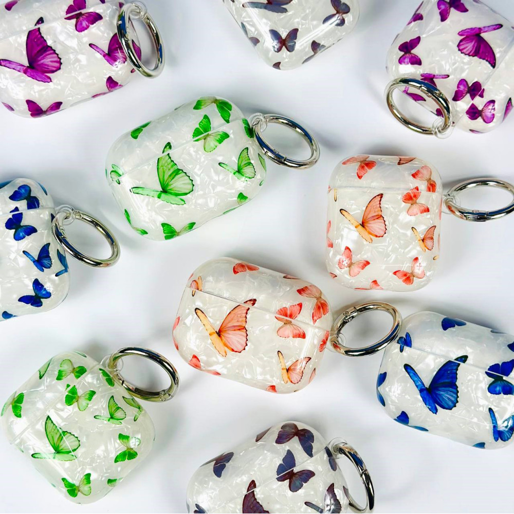 Silicone case Shell Butterfly Pattern AirPods 1-2 (тех.пак.)