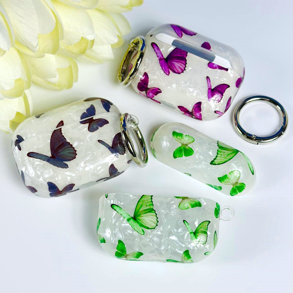 Silicone case Shell Butterfly Pattern AirPods 1-2 (тех.пак.)