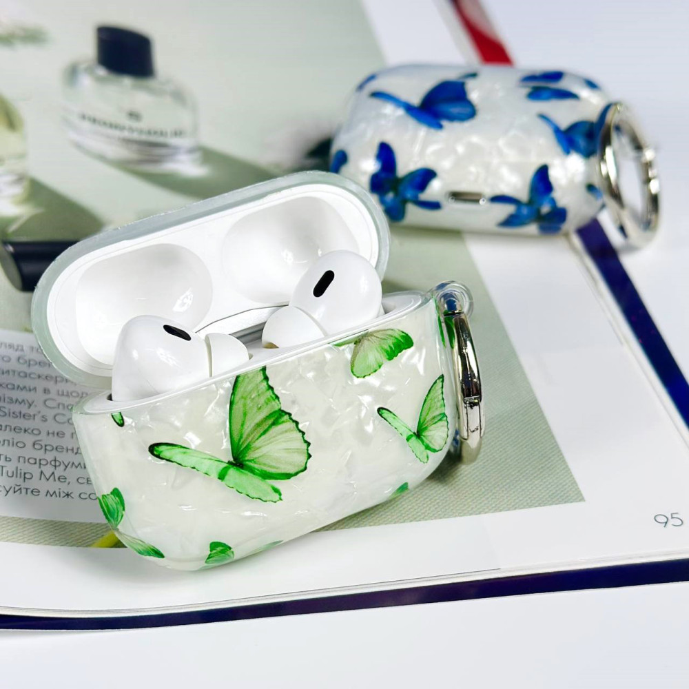 Silicone case Shell Butterfly Pattern AirPods 1-2 (тех.пак.)