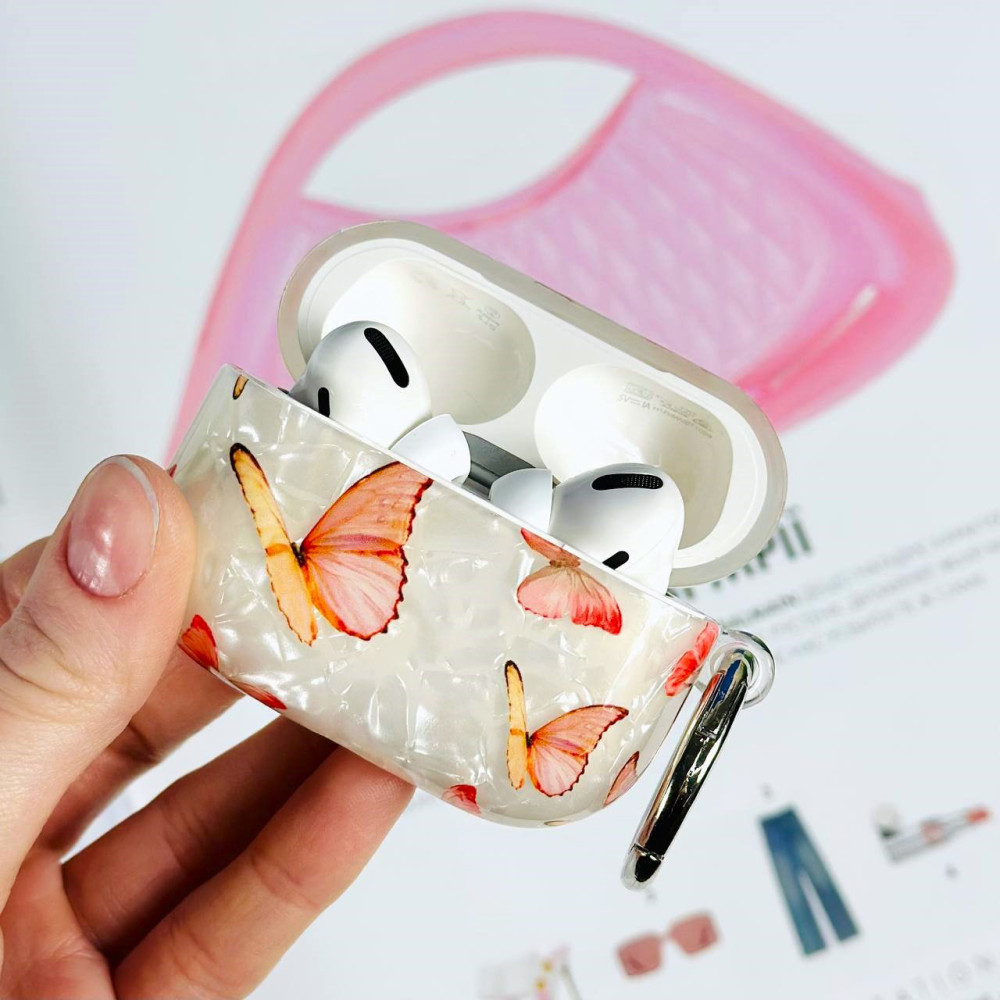 Silicone case Shell Butterfly Pattern AirPods 1-2 (тех.пак.)
