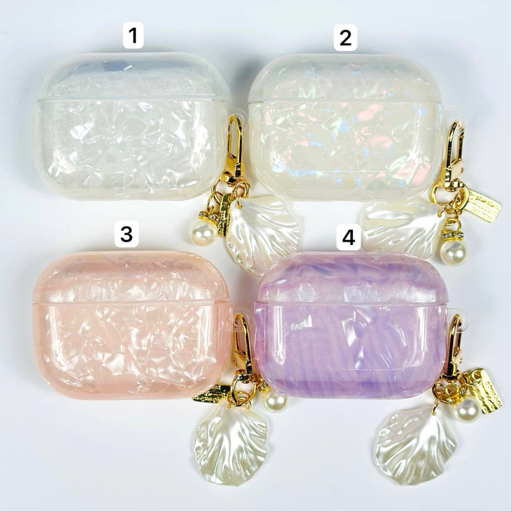 Silicone case Shell Pattern з брелком AirPods 1-2 (тех.пак.)