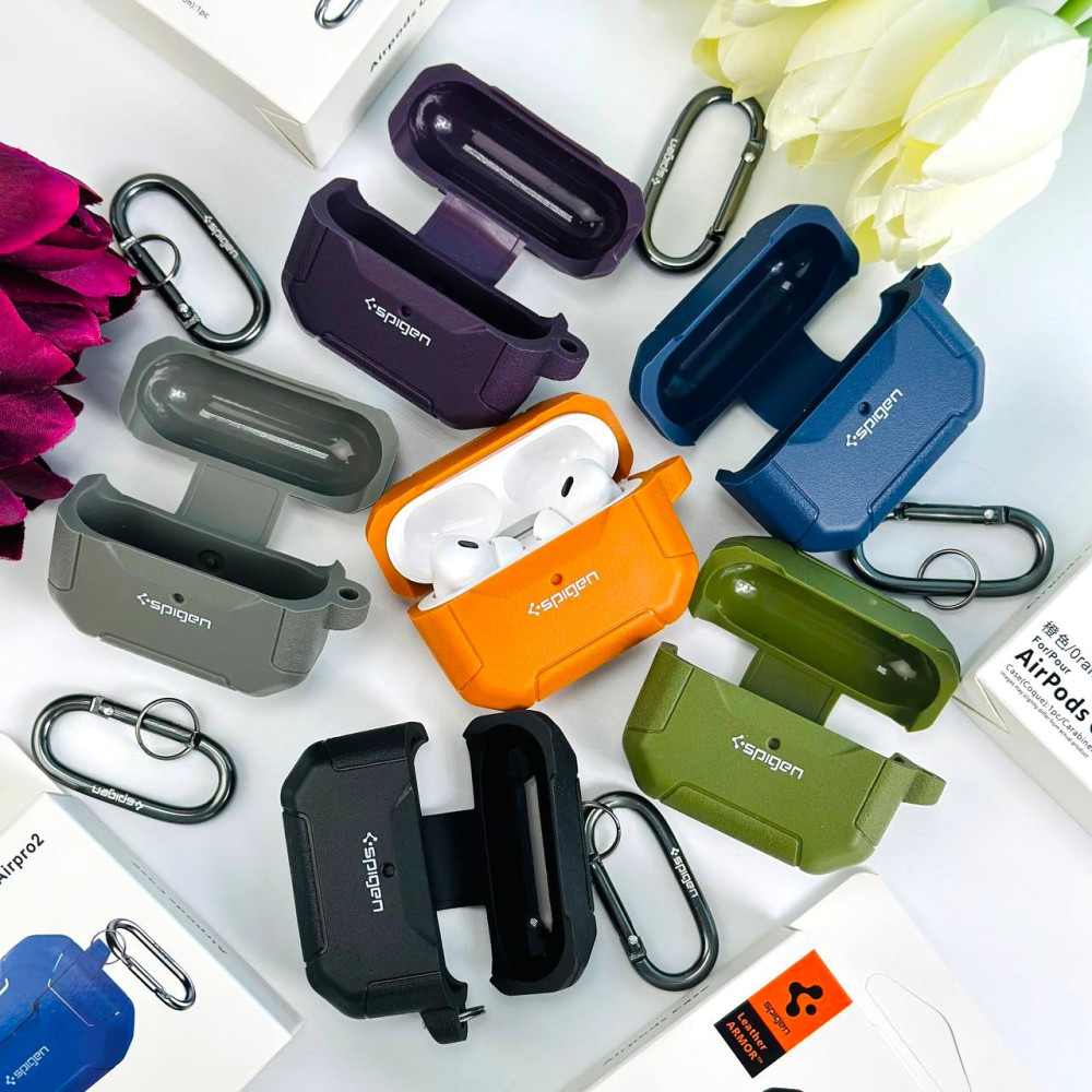 Silicone case for AirPods 1-2 Spigen Leather Armor Carabin