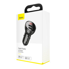 Автомобільний зарядний пристрій (адаптер) Baseus Digital Display 2USB 4.8A 24W (CCBX-0G, CCBX-0S)