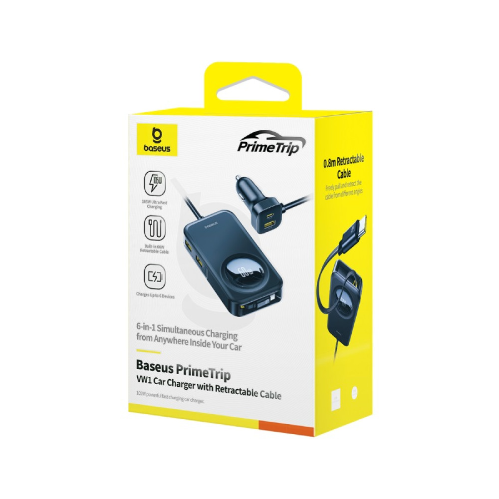 Автомобільний зарядний пристрій Baseus PrimeTrip VW1 6in1 60W Type-C 1.5m (C00069000121-00)