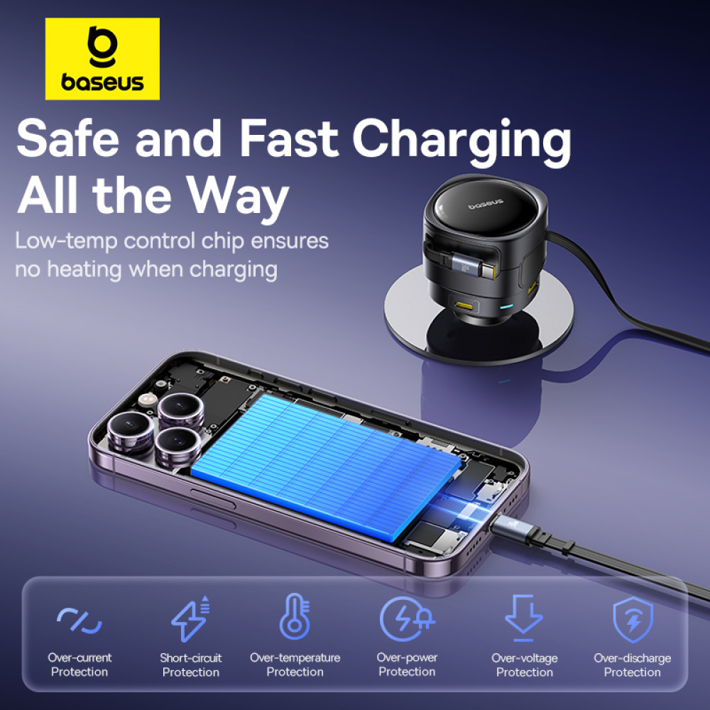 Автомобільний зарядний пристрій Baseus Enjoyment Max (with cable Type-C to Type-C) 90W (C00035507121-03)