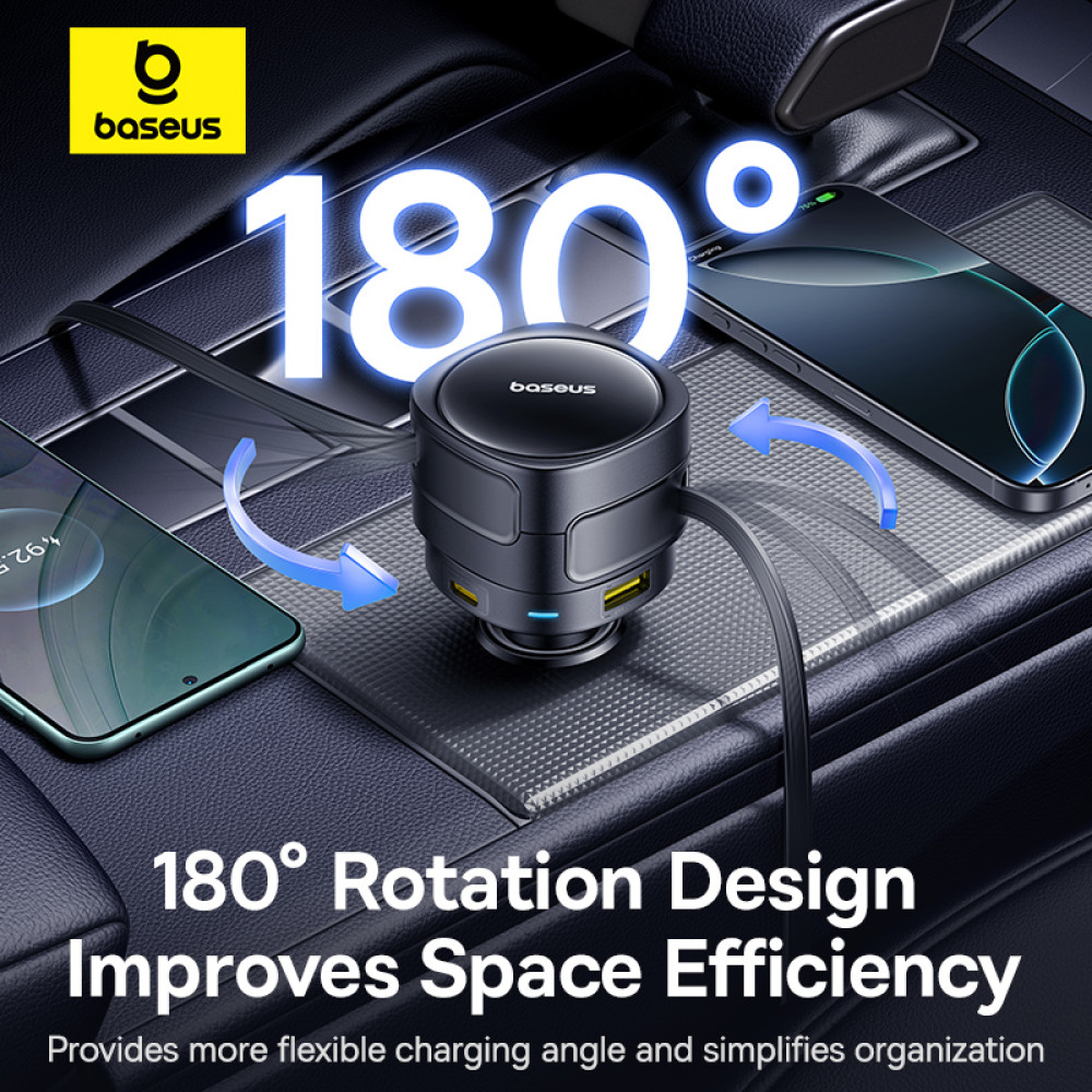 Автомобільний зарядний пристрій Baseus Enjoyment Max (with cable Type-C+Lightning) 90W (C00035507121-02)