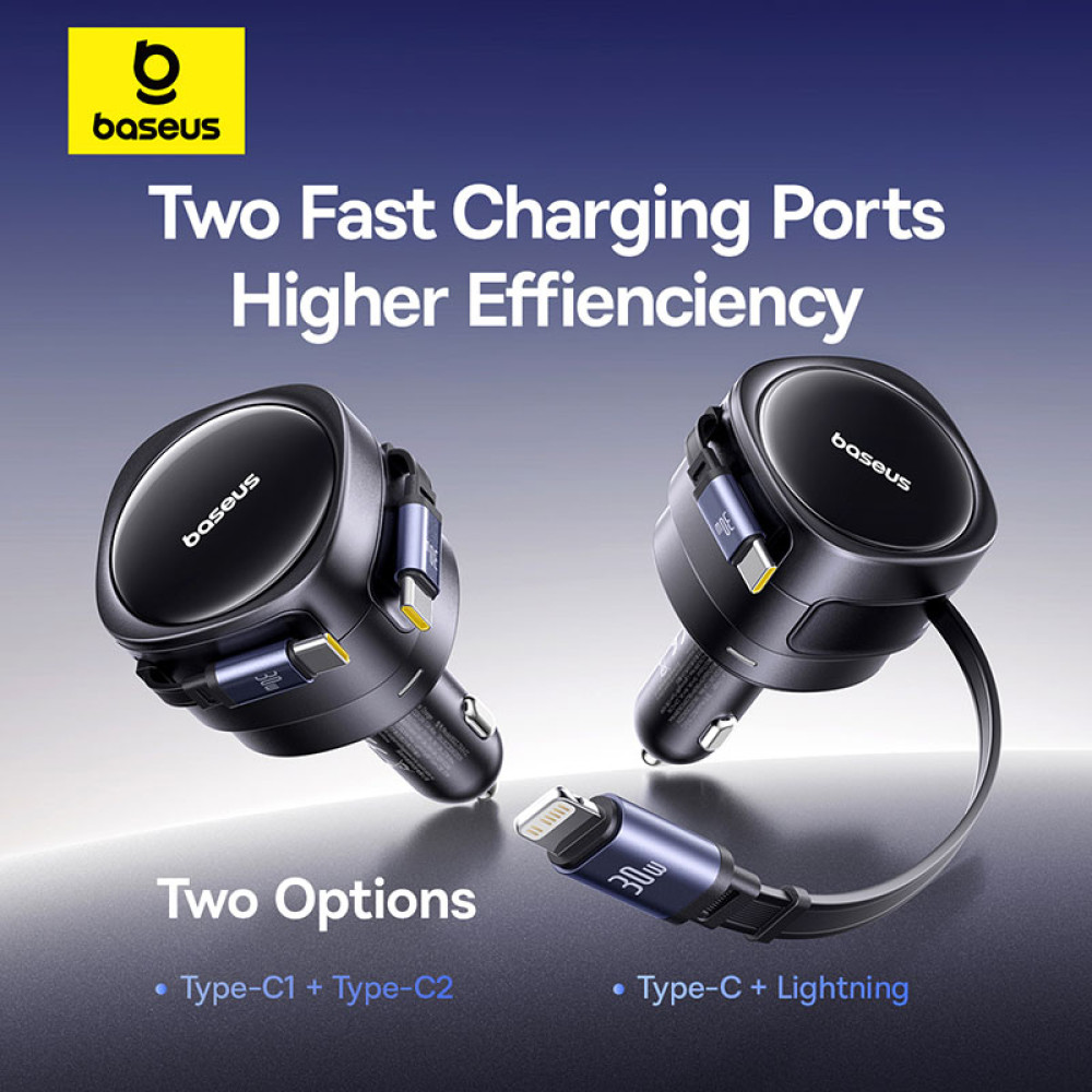 Автомобільний зарядний пристрій Baseus Enjoyment Max 60W (with cable Type-C + Type-C) (C00035507121-01)