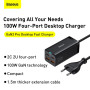 Мережевий подовжувач Baseus GaN3 Pro Desktop PD100W+60W 1m (CCGP000101)