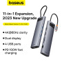 USB-C HUB Baseus Metal Gleam Series 11-Port (Type-C to HDMI+VGA+USB3.0*3+USB2.0+Type-C+RJ45+SD,TF+3.5mm) (B00030709811-00)