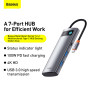 USB-C HUB Baseus Metal Gleam Series 7in1 (Type-C to HDMI+USB3.0*2+Type-C+PD+SD,TF) (WKWG020113)