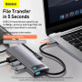 USB-C HUB Baseus Metal Gleam Series 8in1 (Type-C to HDMI+USB3.0*3+PD+RJ45+SD,TF) (CAHUB-CV0G)