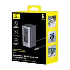 USB-C HUB Baseus NU1 Air Spacemate 12in1 Docking Station Space (Type-C to 2*HDMI+3*Type-C+4*USB+RJ45+SD,TF) (B00568103813-00)