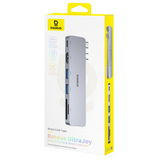 USB-C HUB Baseus UltraJoy Series 6-Port (Type-C*2 to Type-C+HDMI+USB3.0*2+SD,TF) (B00052802811-04)