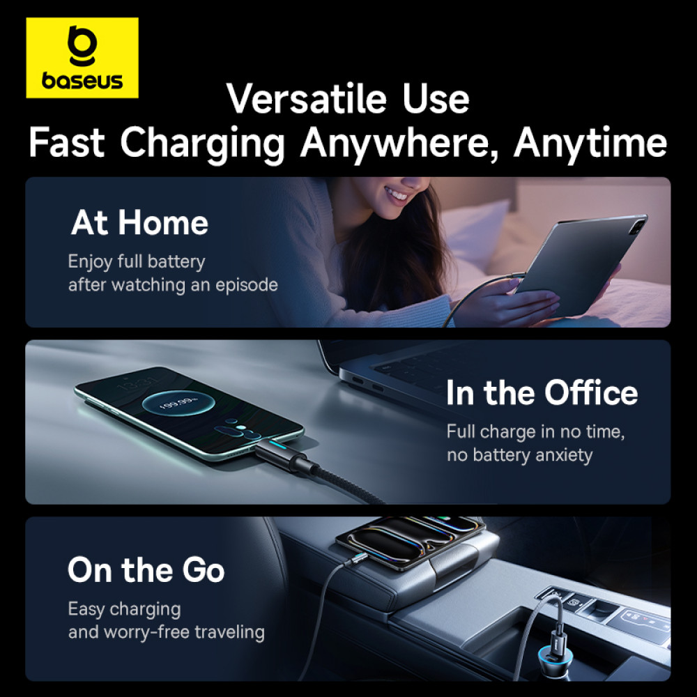 Data Cable Baseus Lit Button-Control Type-C 100W 1m (P10379002121-00)