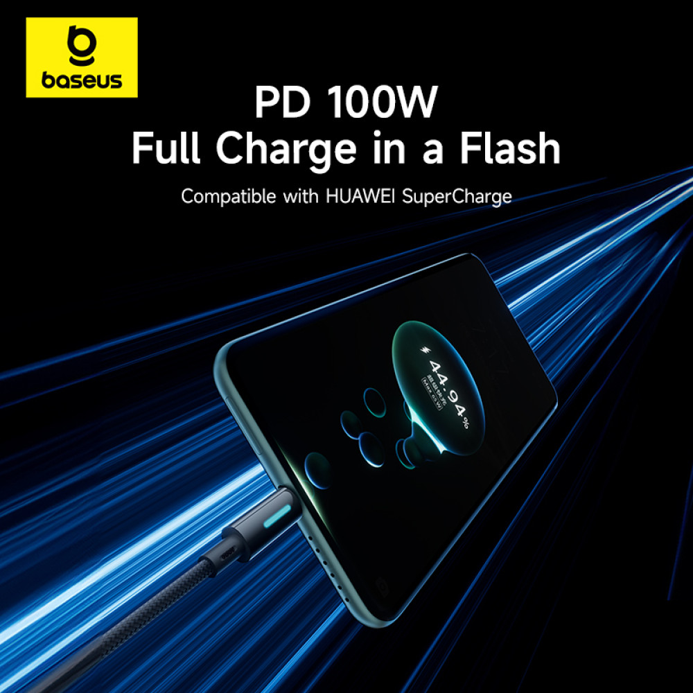 Data Cable Baseus Lit Button-Control Type-C 100W 1m (P10379002121-00)