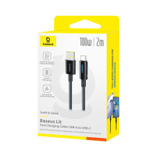 Data Cable Baseus Lit Button-Control Type-C 100W 2m (P10379002121-01)