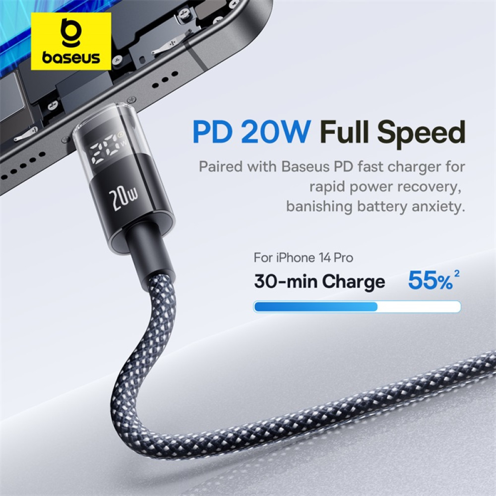 Data Cable Baseus Display 2 Type-C to Lightning 20W 2m (P10382703121-01)