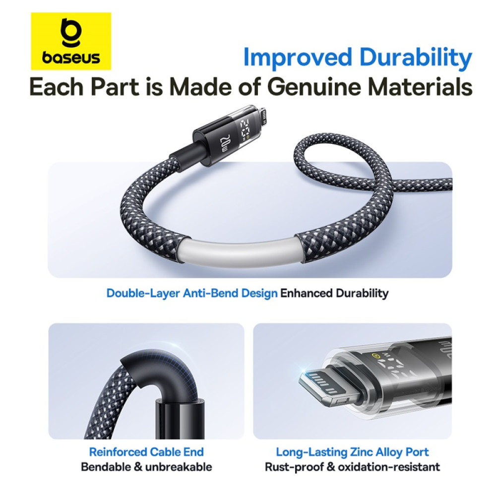 Data Cable Baseus Display 2 Type-C to Lightning 20W 2m (P10382703121-01)