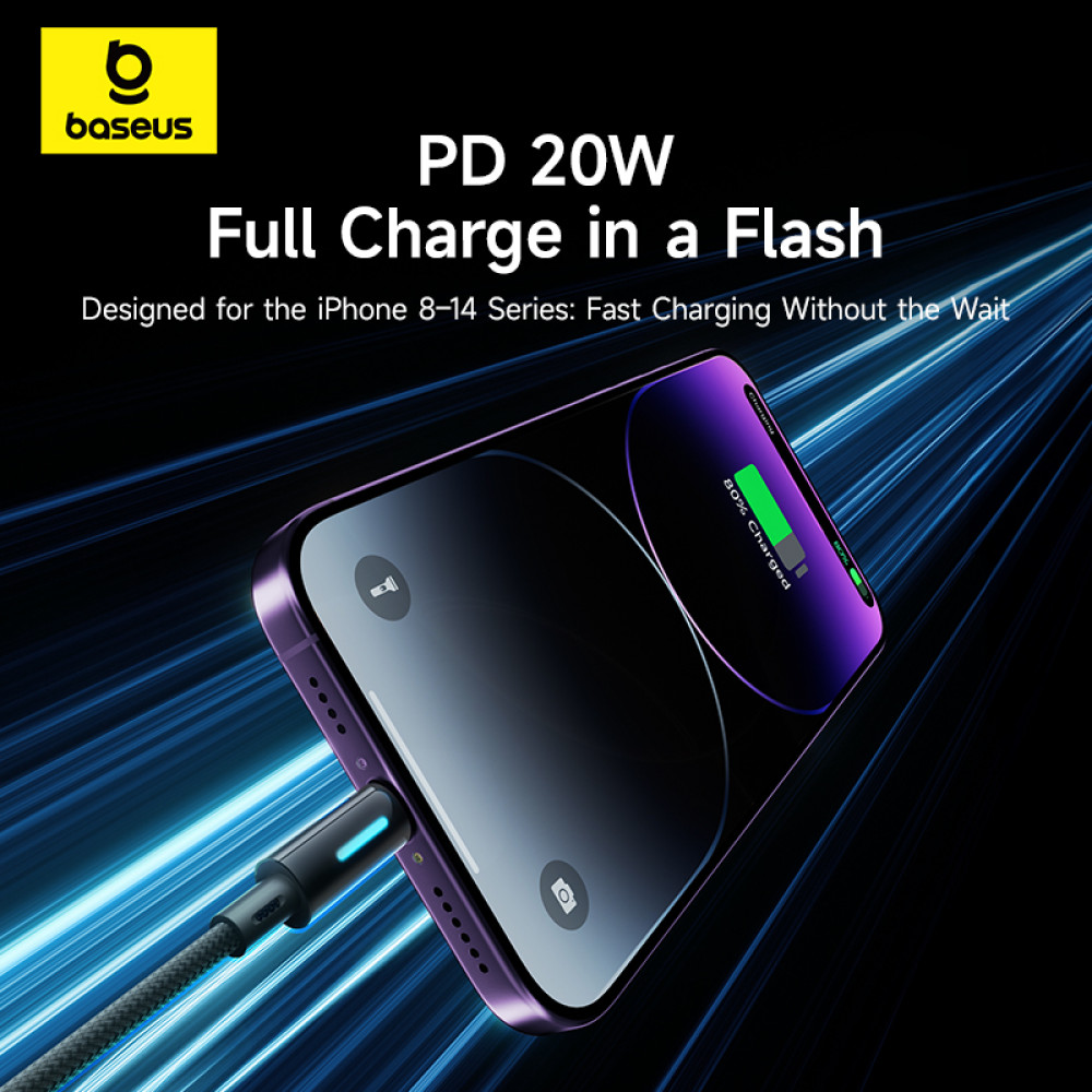 Data Cable Baseus Lit Button-Control Type-C to Lightning 20W 2m (P10379001121-01)