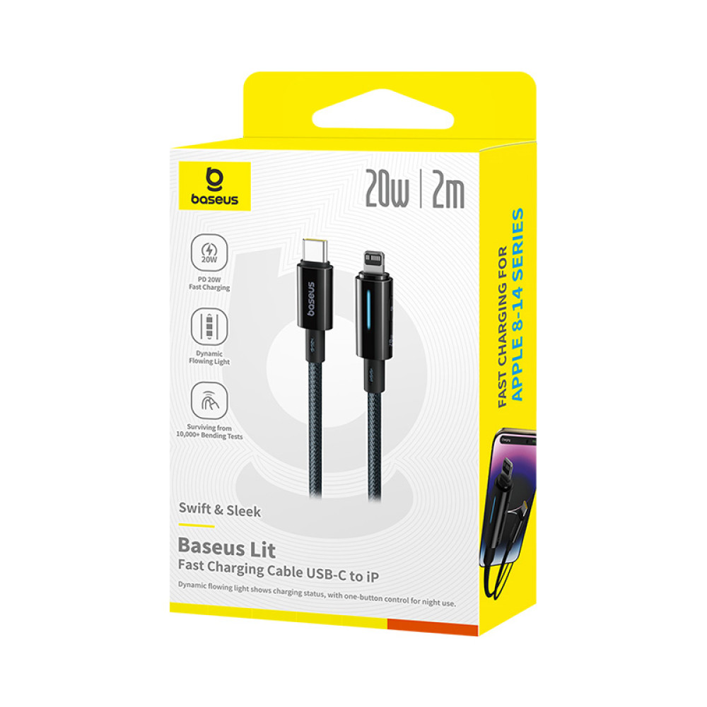 Data Cable Baseus Lit Button-Control Type-C to Lightning 20W 2m (P10379001121-01)