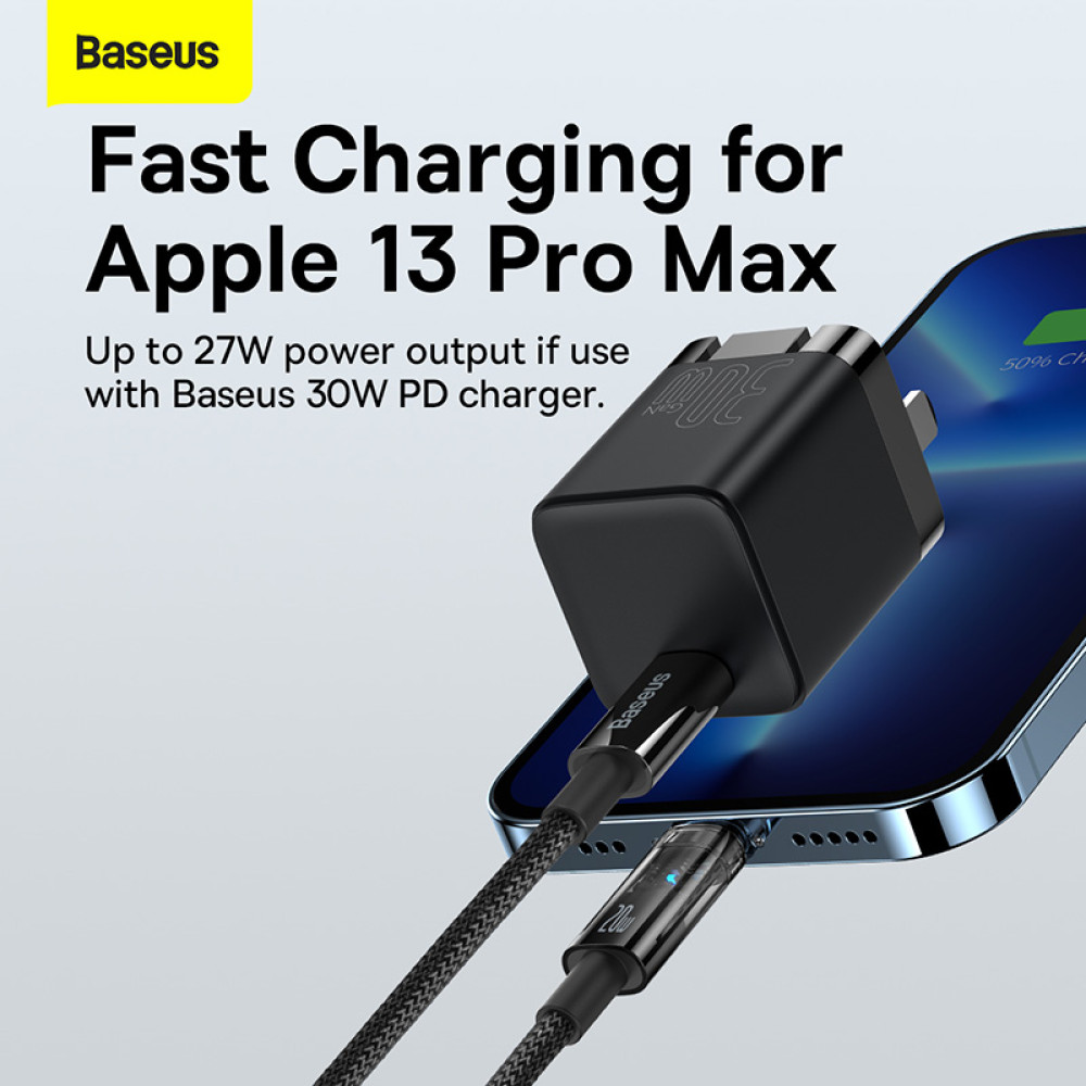 Data Cable Baseus Explorer Series Auto Power-Off Type-C to Lightning 20W 1m (CATS000001)