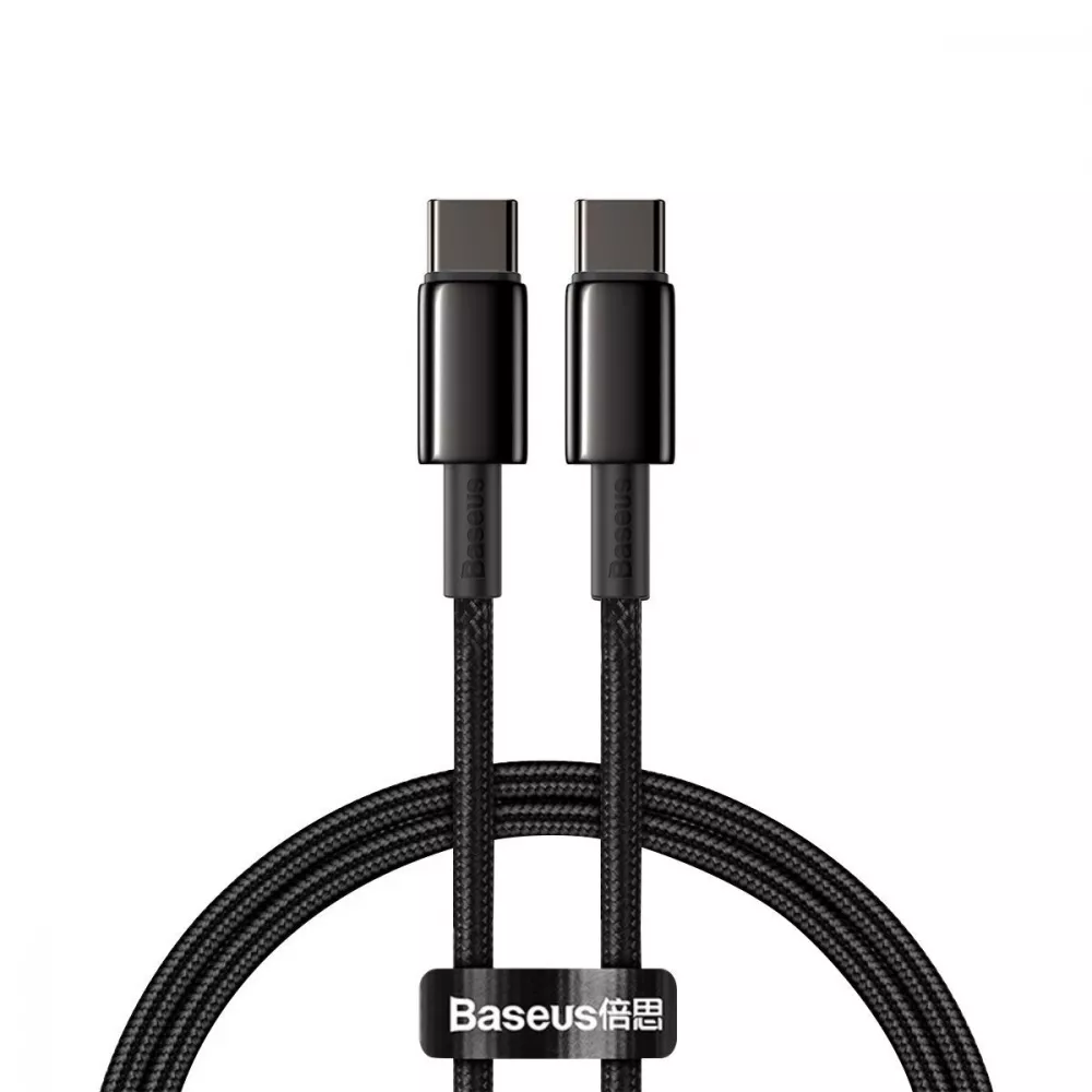 Data Cable Baseus Tungsten Gold Type-C to Type-C 100W 1m (CATWJ-01)