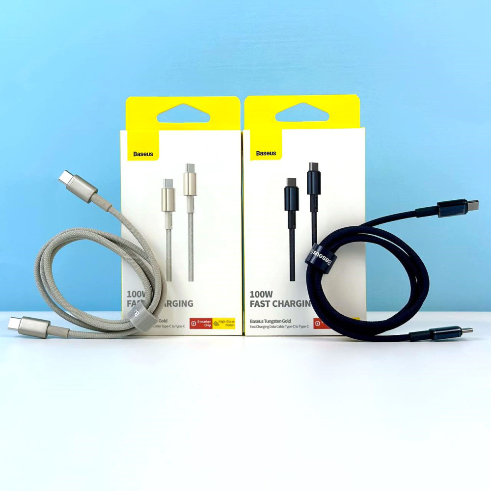 Data Cable Baseus Tungsten Gold Type-C to Type-C 100W 1m (CATWJ-01)