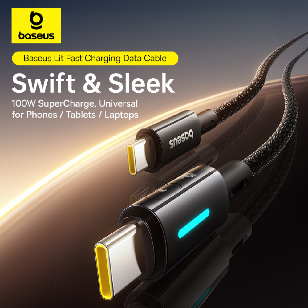 Data Cable Baseus Lit Button-Control Type-C to Type-C 100W 1m (P10379000121-00)